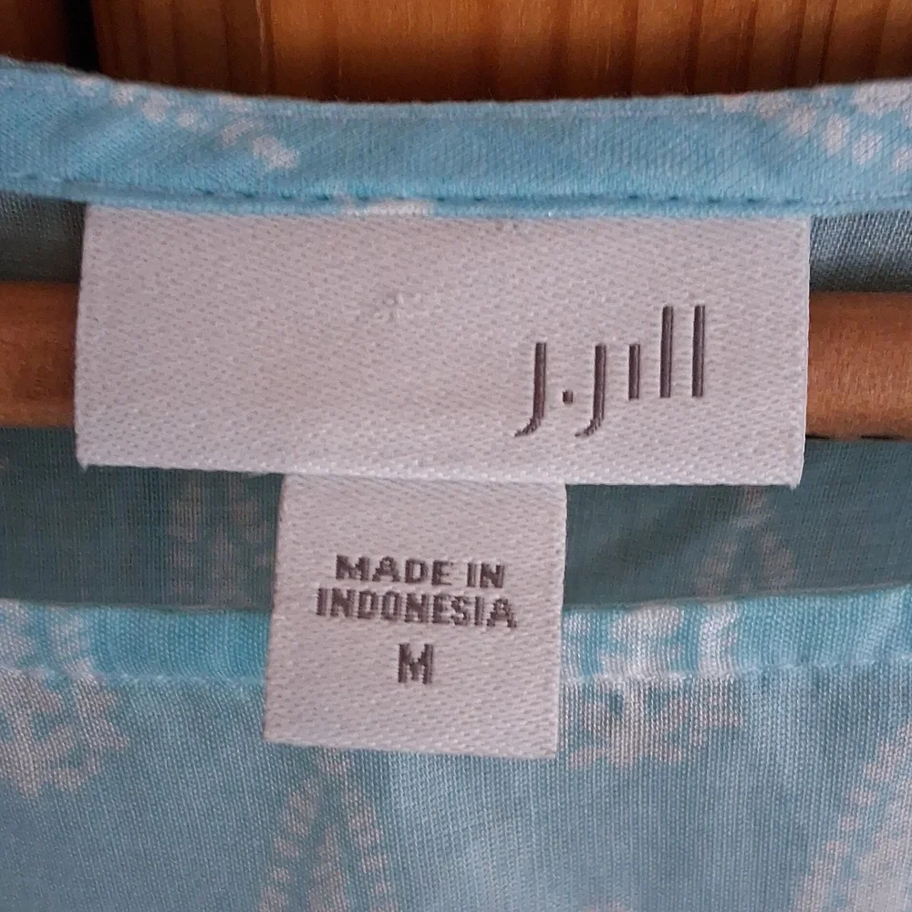 J. Jill Blue Lilac Blue Ombre Pastel  Paisley Boho Coastal Tunic Blouse Size M - Picture 6 of 9